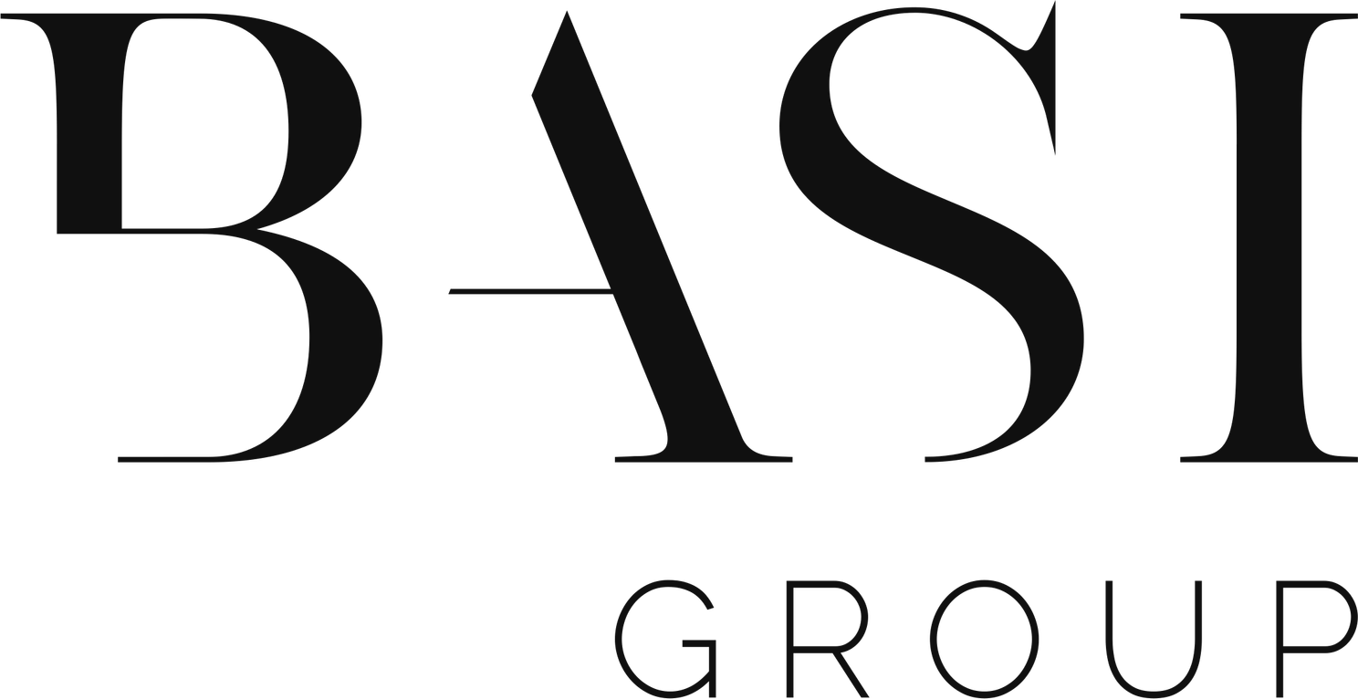 Basi Group wordmark: closing mark.