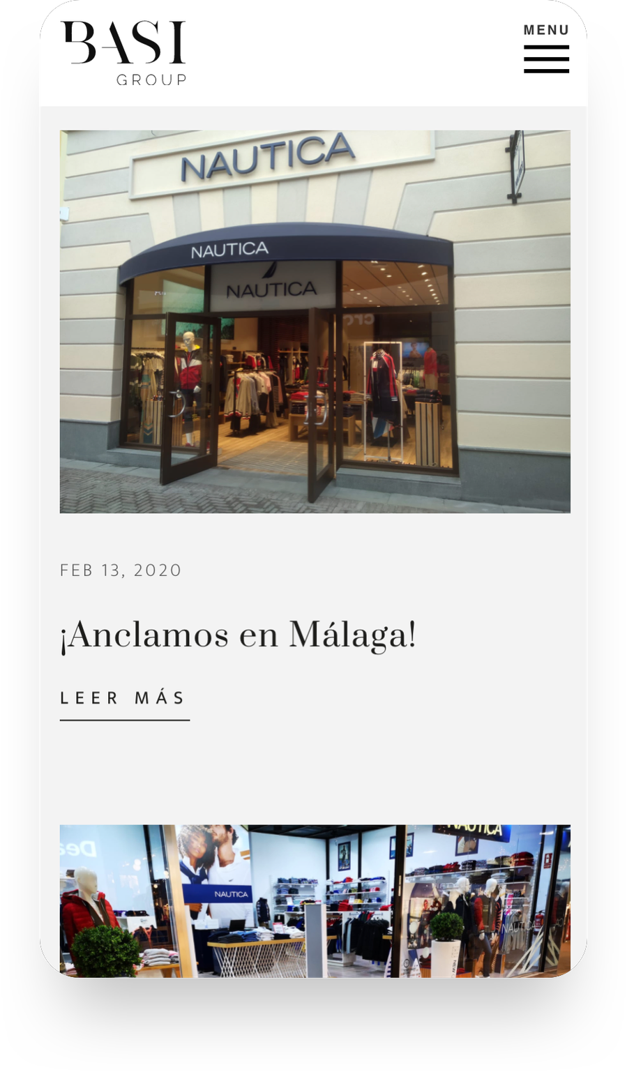 Basi Group site on mobile: a dated news post with a clear ‘read more’ action.