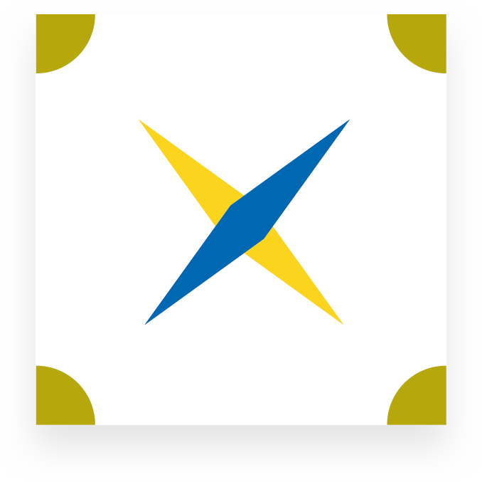 Tile pattern · yellow and blue cross with olive corners