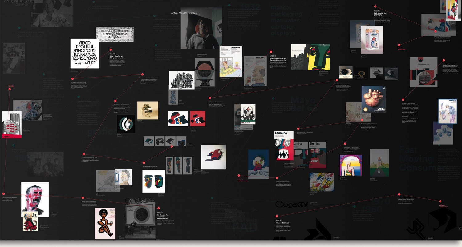 Origins, the red layer: Antoni Morillas' graphic artwork rebuilt as a connected net.